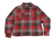 Vtg Pendleton Tuckeroo Wool Shadow Plaid Loop Collar Board Shirt Womens Sz Small