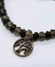 Fossil Brown Leather Bronze Tone Tree Of Life Bracelet Drawstring Adjustable