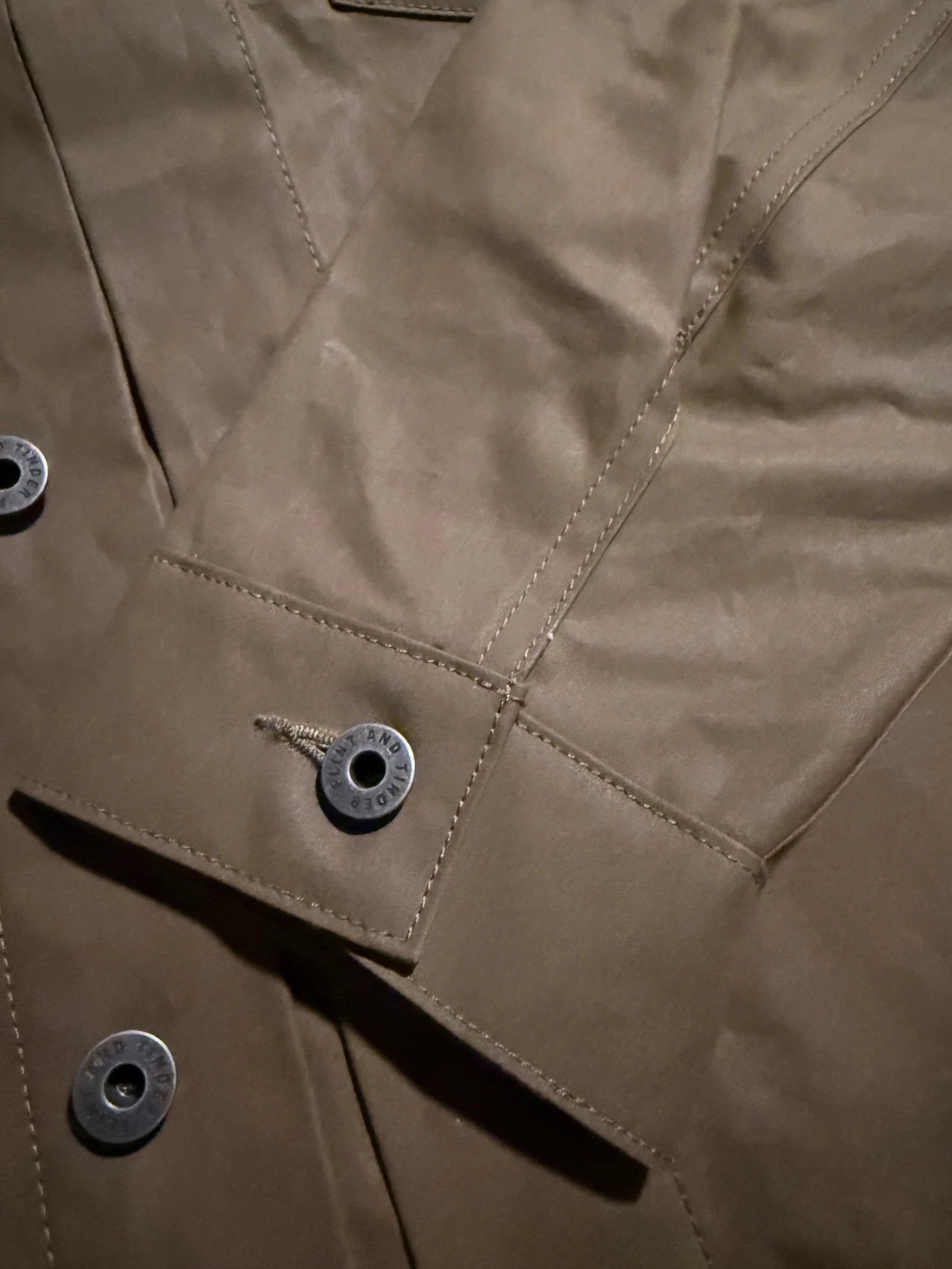 Flint and Tinder Men's Drywax Trucker Jacket Large Unlined Fatigue Green image 6