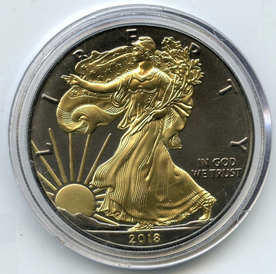 2018 米国　イーグル　1オンス銀貨　金メッキ　アートカラー　夏　サマー 2018 American Eagle 1 oz Silver Dollar - Ruthenium + Gold Enhanced