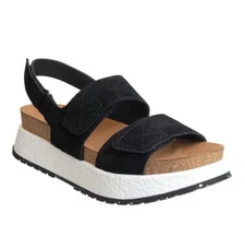 OTBT Wandering Platform Sandal Black Suede Leather Hook & Loop Women’s Sz 9 New