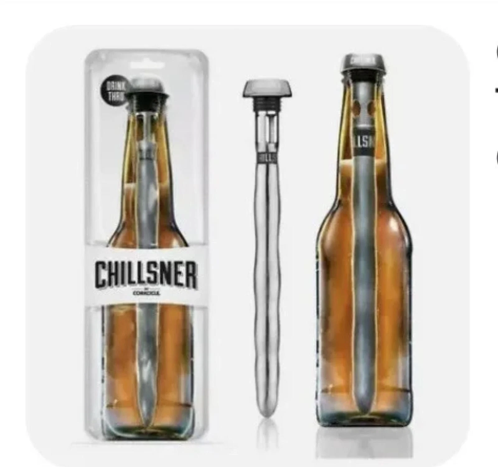 Chillsner by Corkcicle Drink Through Beer Chiller New