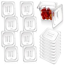 15 Pieces Universal Polycarbonate Food Pan Lids Covers with Handle, 1/6 Clear