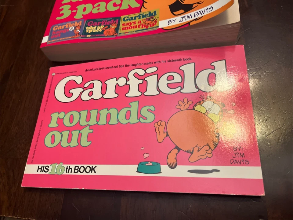 Vtg Garfield Paperback Lot Jim Davis 7th & 16th Books Garfield rounds out fat ca - Image 2 of 4