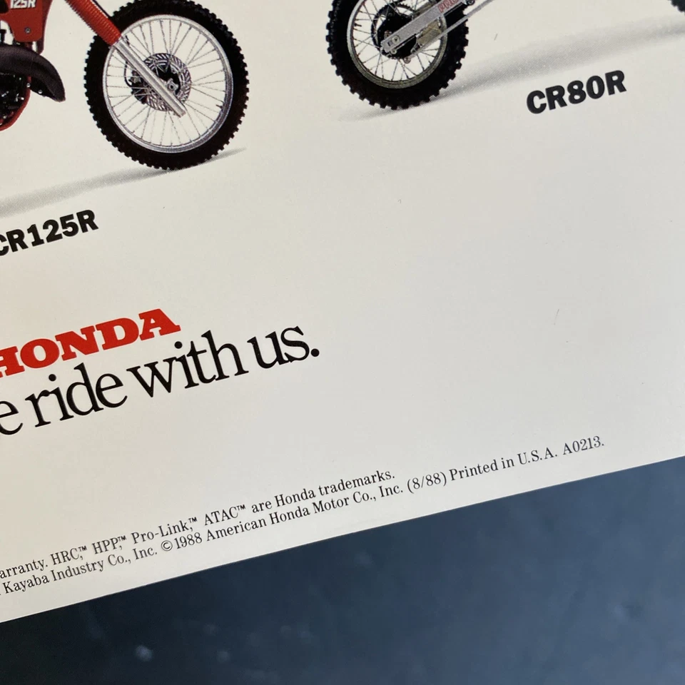 复古 NOS 1989 年本田 CR500 R CR250 R CR125 R CR80 R 经销商销售规格手册 — 第 3/3 张图片