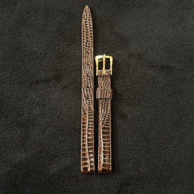 Speidel 6mm Brown Leather Watch Band Gator Grain Gold Tone Buckle NOS Case S