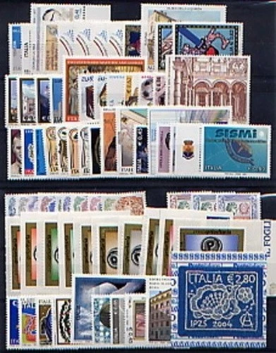 2004 Italy, Complete Year, 69 Values + 3 Sheets + 1 Booklet, MNH**