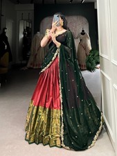 Traditional South Indian Bridal Narayan Pattu Lehenga Choli