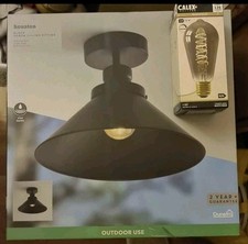 Dunelm schwarze Veranda Deckenmontage Außenleuchte mit E27 Leuchtmittel Neu in OVP