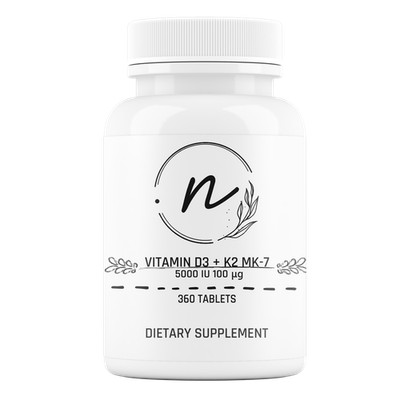 NaturePRO Vitamin D3 + K2 5000 IU 100 mcg 360 Tabletten