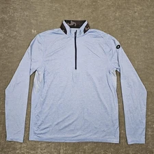 Greyson Pullover Mens Medium Blue Quarter Zip Golf brrr Cooling Camo Collar