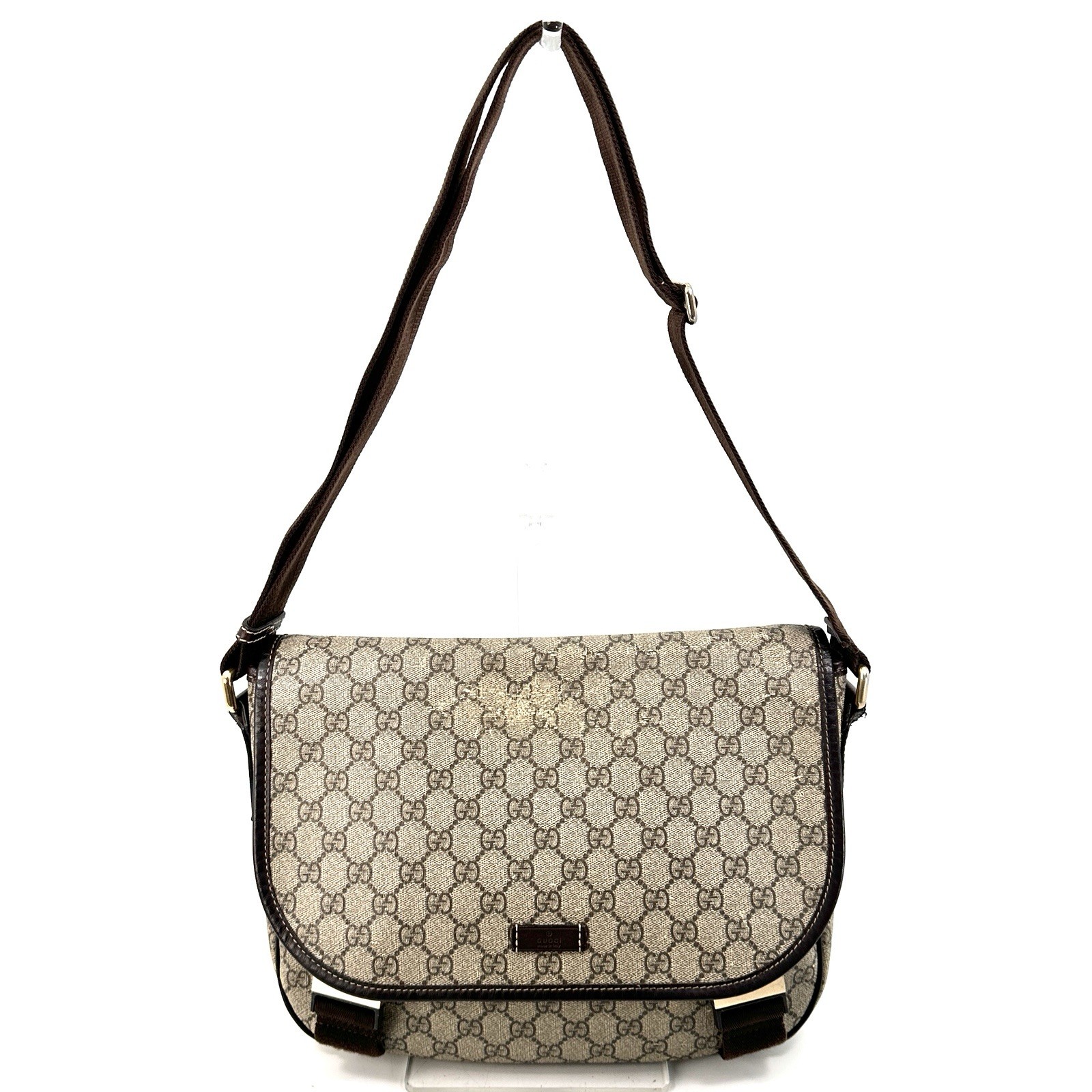 GUCCI Borsa Messenger Tracolla GG Supreme PVC Pelle Beige Marrone Autentica