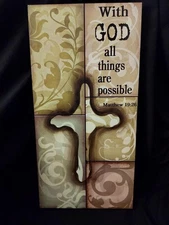 WITH GOD ALL THINGS ARE POSSIBLE HOME RUSTIC FARMHOUSE DECOR HANGING WALL SIGN