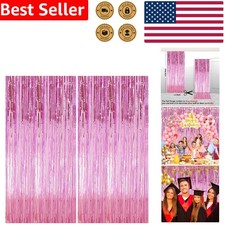 Metallic Foil Fringe Tinsel Curtains 2 Pack 3.28 x 6.56 ft Party Backdrop