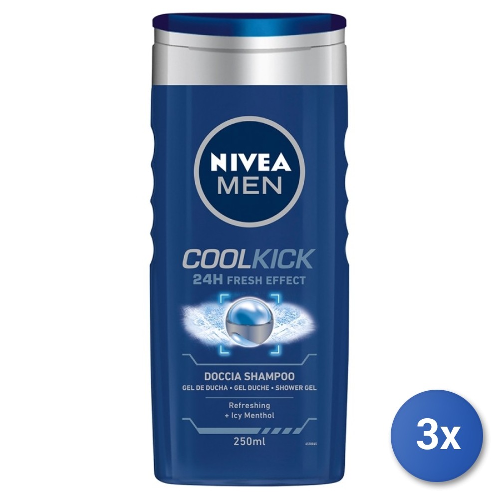 3X Nivea Shower Men 250 ML. Fresh Kick