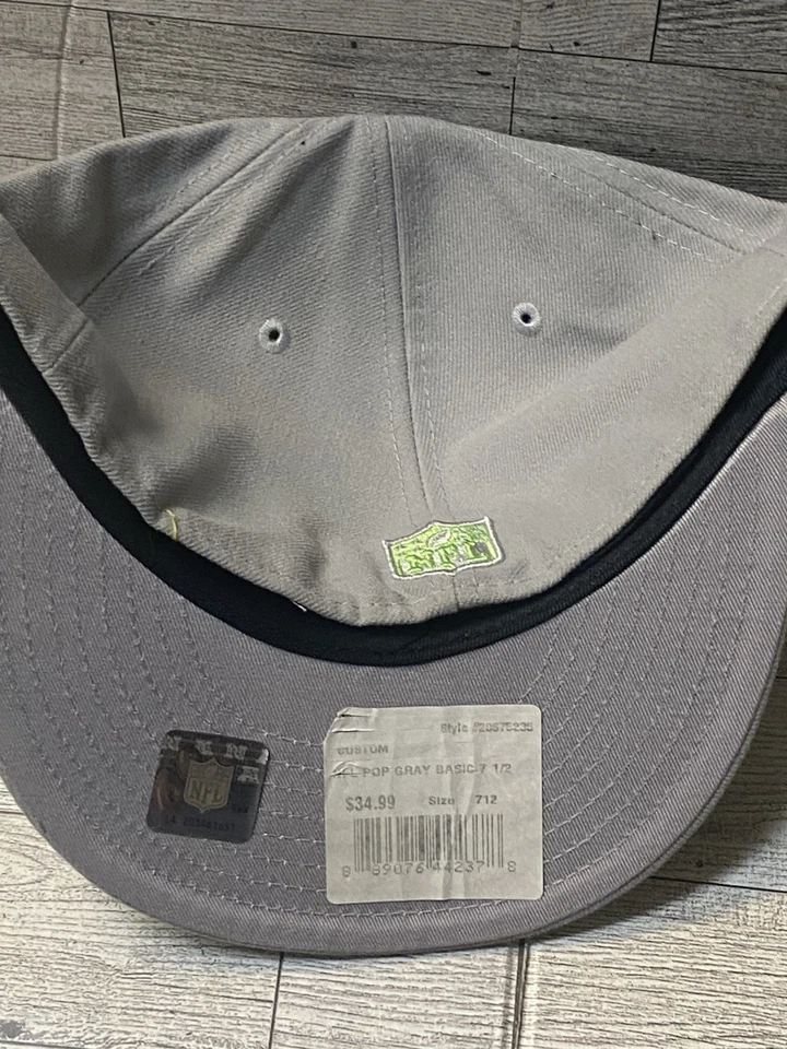 New Era 59Fifty Seattle Seahawks Sombrero Ajustado Gris Fresco Edición Talla 7 1/2 Nuevo Foto 4 de 4
