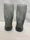 2 Vintage McDonalds Coca-Cola Butterfly Swirl Effect Glasses Smoke Black