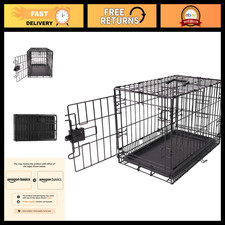 Portable Foldable Metal Wire Dog Crate with Removable Tray Divider Panel, 22"x