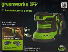 Greenworks 24V, Kit Lijadora Orbital Aleatoria 5", Batería 2Ah y Cargador Incluidos