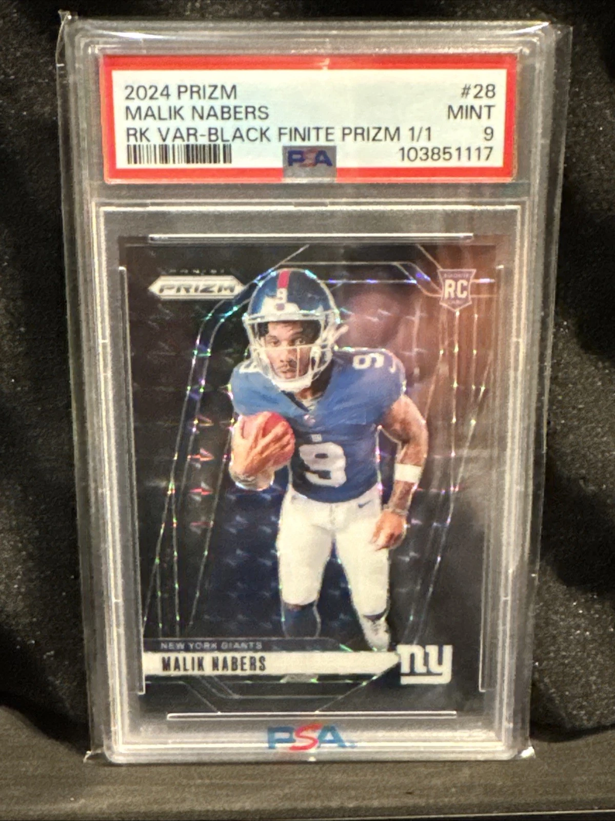 Malik Nabers Panini Prizm Rookie Variation #28 Black Finite Prizm 1/1