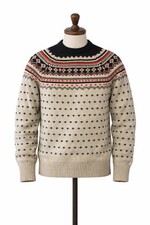 J. Crew Sweater Mens Medium Beige Fair Isle 100 Lambswool Crewneck Cozy Winter