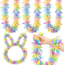 3 Pieces 49 Ft Easter Tinsel Garland Decorations Pastel Pink Blue Yellow Metalli