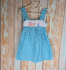 Lil Cactus Turquoise Polka Dot Smocked Dress ...
