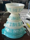Vintage Pyrex Amish Butterprint 5pc Lot - 4 Cinderella Nesting Bowls 1 Mixing Bo