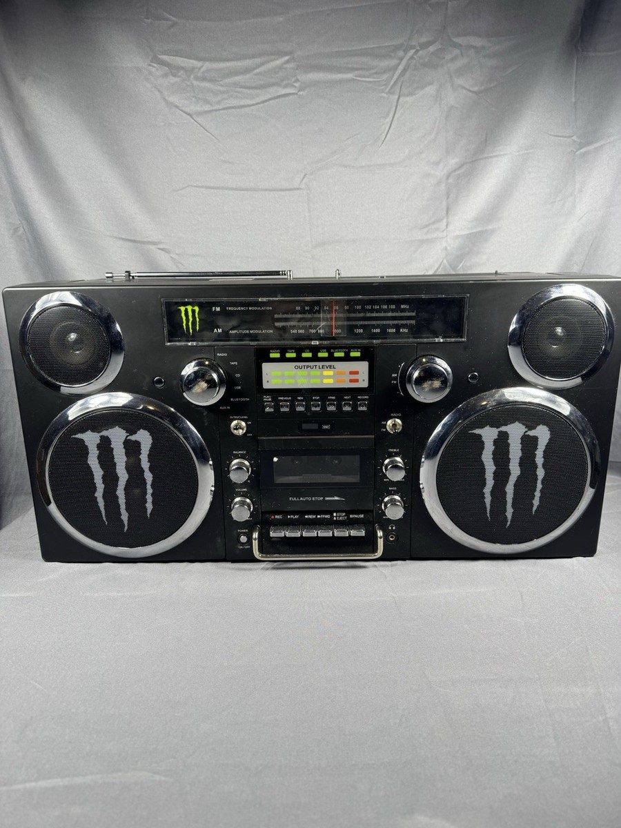 Black GPO Brooklyn Boombox Retro Style Monster Energy Drink