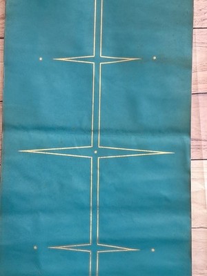LEDER gebraucht blau gold Muster 4 Streifen 70cm x 170cm Bastelmaterial