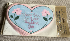 New Vintage Hallmark Wedding Thank you Heart Shaped Sealed Package 8 diecut card