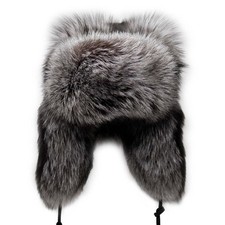 Frr Sz XXL Natural Genuine Luxury Silver Fox Fur Russian Style Leather Ties