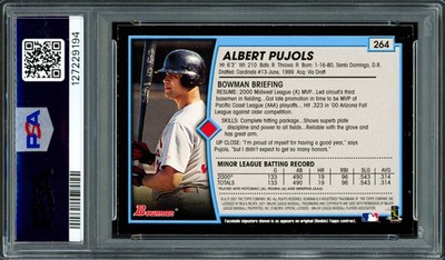 Albert Pujols Auto 2001 Bowman RC 264 St. Louis Cardinals PSA 7
