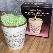 Vintage Hippie NWB Stoneware Candle Kit Coty Sweet Earth Happiness Grows Here