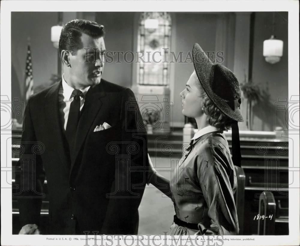 1956 Press Photo Rock Hudson and Martha Hyer starring in 