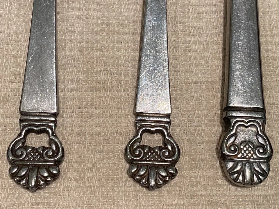 8 Pc Lot National Silver Stainless KING ERIC Spoon Teaspoon Salad Fork Knife - Image 2 of 4