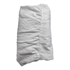 Pottery Barn Kids Ivory Linen Crib Bed Skirt Raw Hem Farmhouse 52x28 Gathered