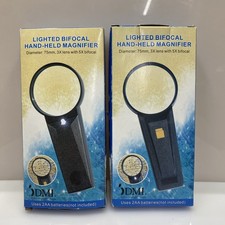 2 Pack - DMI Lighted Hand-Held Magnifier 3X lens w/ 5X Bifocal