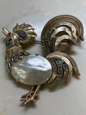 Crown Trifari with © Rooster brooch vintage