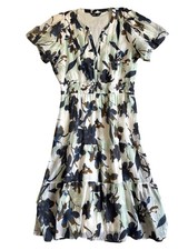Simply Vera Vera Women's Sz XXL Wang Floral Dress Lightweight Tiered Design Blue