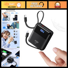 10000mAh Portable Power Bank Fast Charging 22.5W USB C, Built-in Cables, Travel