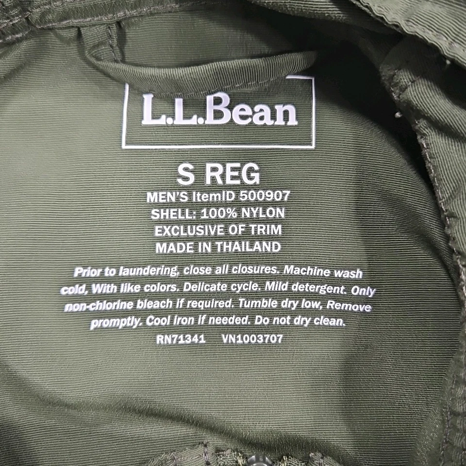 LL Bean Mountain Anorak Windbreaker Small Nylon Hooded Jacket Olive Green Khaki - Image 3 of 4