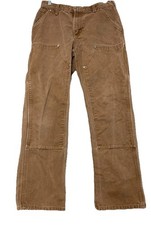 Carhartt WB136-BRN Double Knee Work Pants Brown Carpenter Womens 10x32
