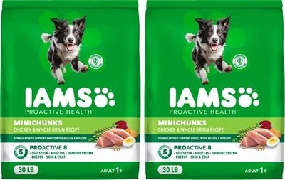 Iams Proactive Health  Adult MiniChunks Dry Dog Food Chicken 30 lb 2 packs
