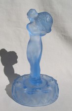 Art Deco Satin Glass Flower Frog of Lady with Flowers by Libochovice