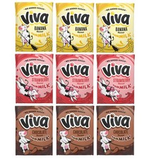 Viva Flavoured Milk Cartons 9 x 200ml - 3x Strawberry, 3x Chocolate, 3x Banana