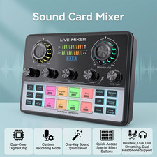 Sound Card Mixer Dual Live Broadcast Support Adjustable Treble Bass for Mobile