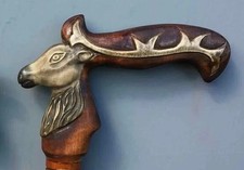 Hand carved design deer wooden walking stick for men women walking cane gift