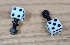 DICE LICENSE PLATE BOLTS WHITE PAIR
