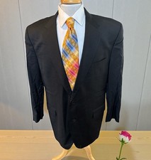 JOS A BANK Signature GOLD 100 Wool Solid Black Sport Coat Sz 46L Blazer Jacket